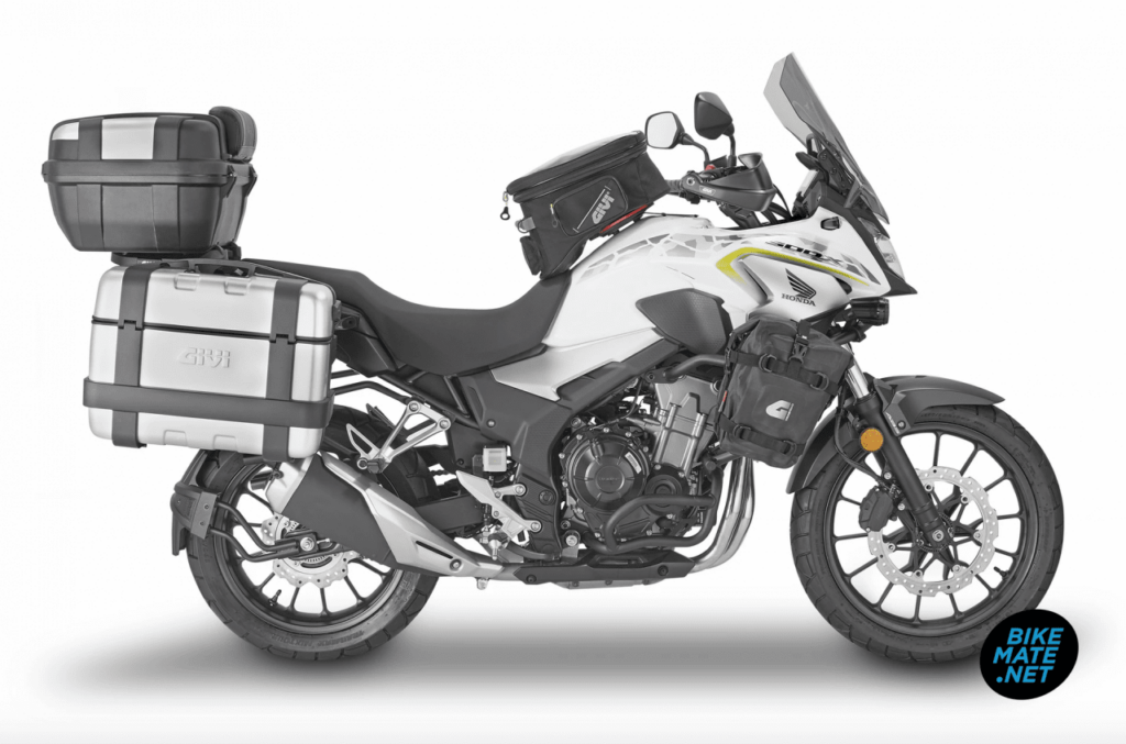 รถมอเตอร์ไซค์ Honda CB500X ติดตั้งกล่องท้าย กล่องข้าง แคช์บาร์ ชิลด์หน้า GIVI