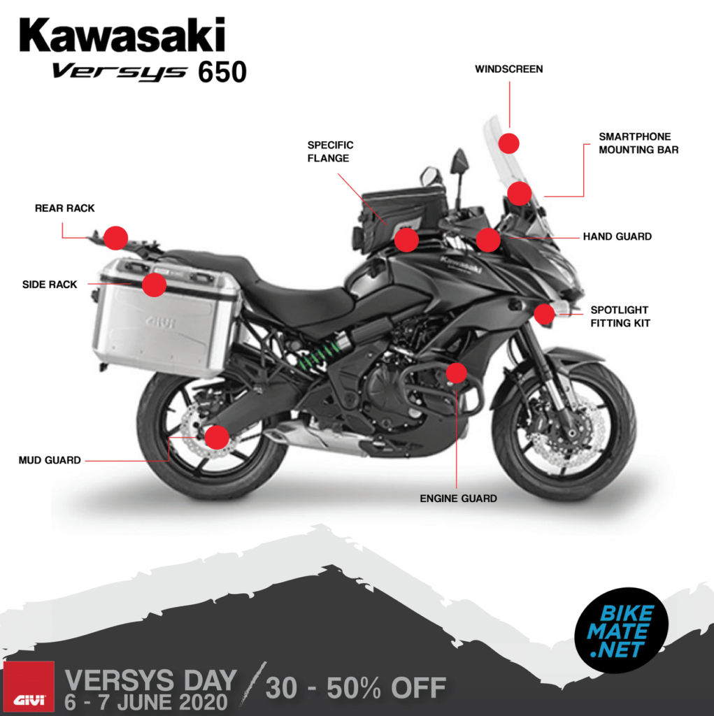อุปกรณ์แต่งรถมอเตอร์ไซค์เฉพาะรุ่นสำหรับ Kawasaki Versys 650