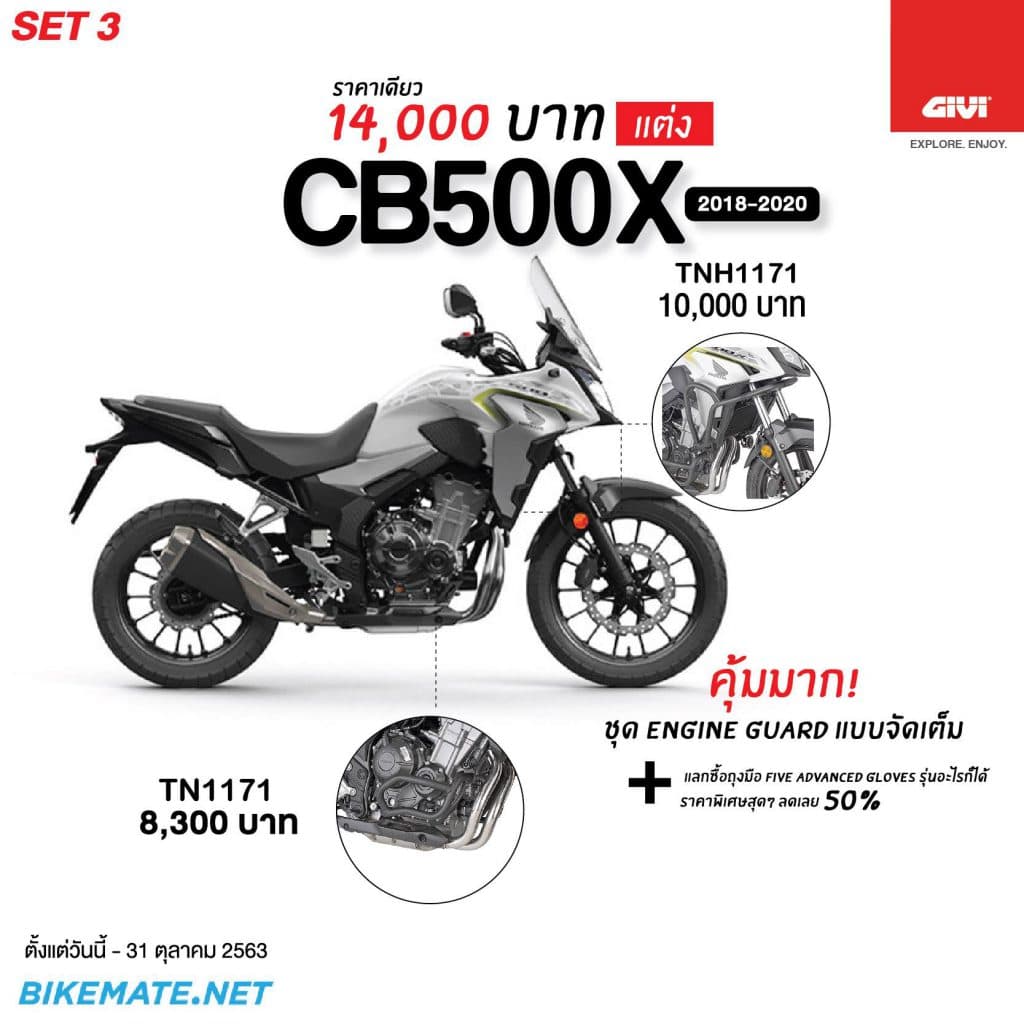 ชุดโปรโมชั่นแต่งรถมอเตอร์ไซค์ Honda CB500X