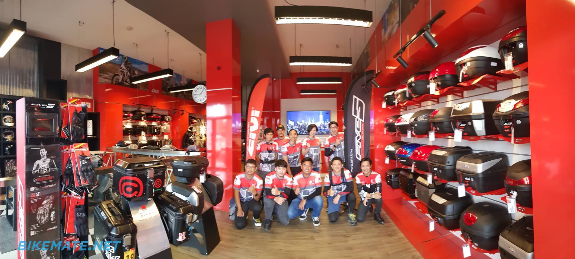 Inside GIVI Point Bangkok motorcycle accessories store