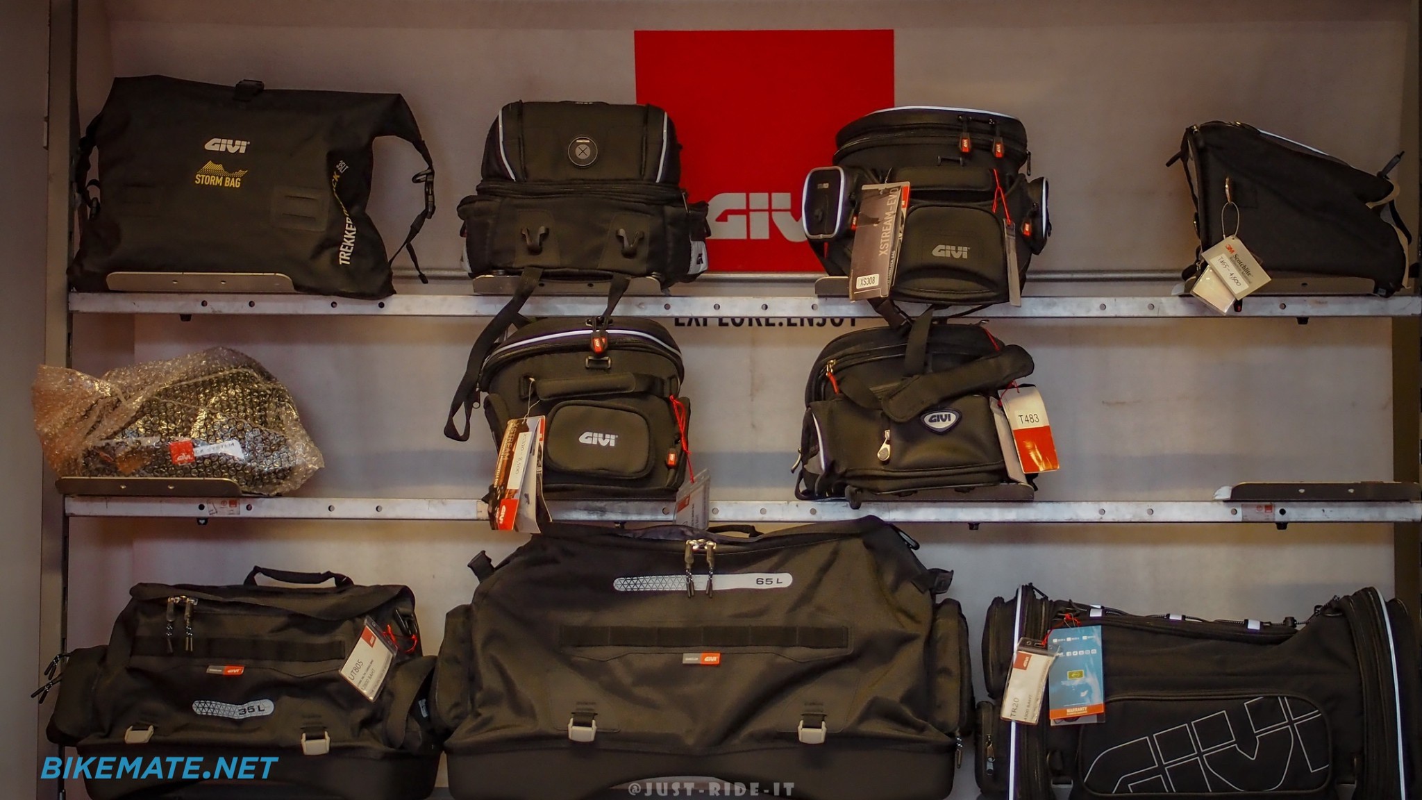GIVI soft bags collection on display