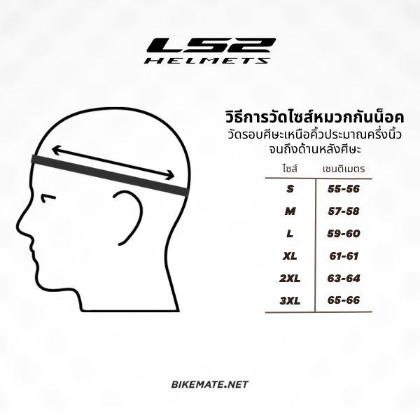 LS2 Helmets Size Chart