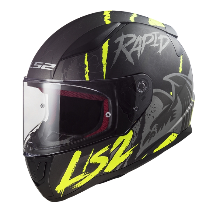 LS2 Helmet FF353 หมวกกันน็อคเต็มใบ สี Raven Matt Black Silver HV Yellow