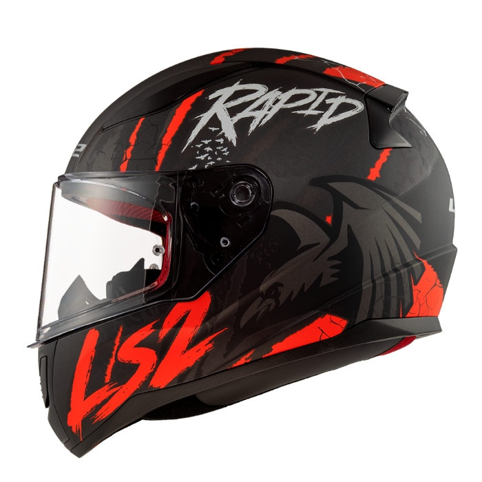 LS2 Helmet FF353 Rapid Raven Matt Black White Red Full face helmet