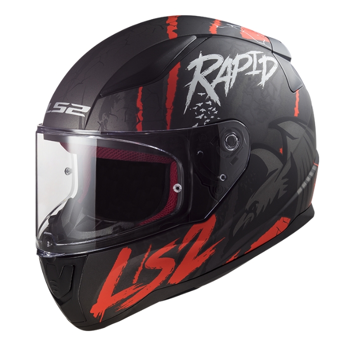 LS2 Helmet FF353 หมวกกันน็อคเต็มใบ สี Raven Matt Black White Red