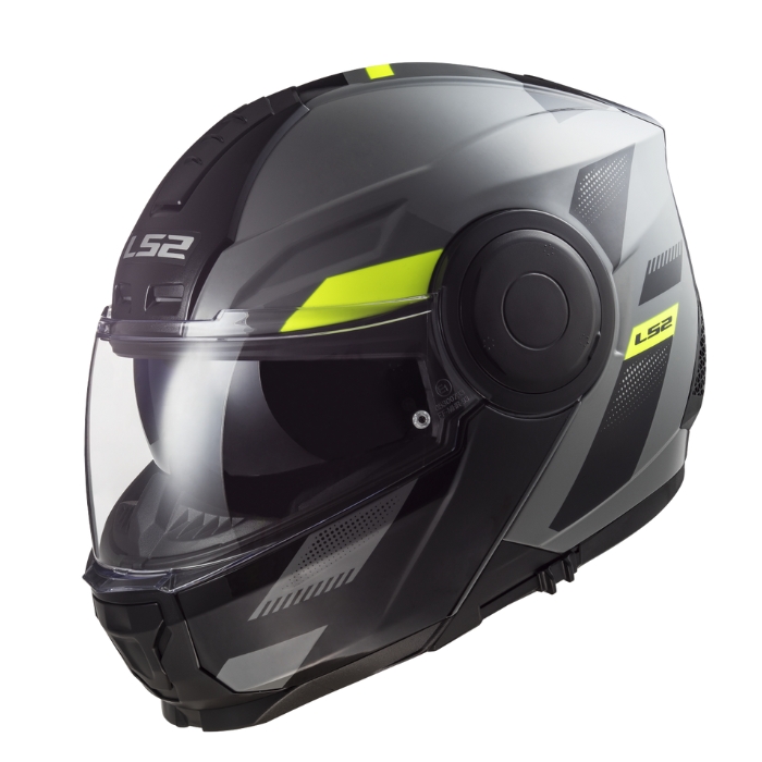 หมวกกันน็อคยกคาง FF902 Max Black Hi-Vis Yellow