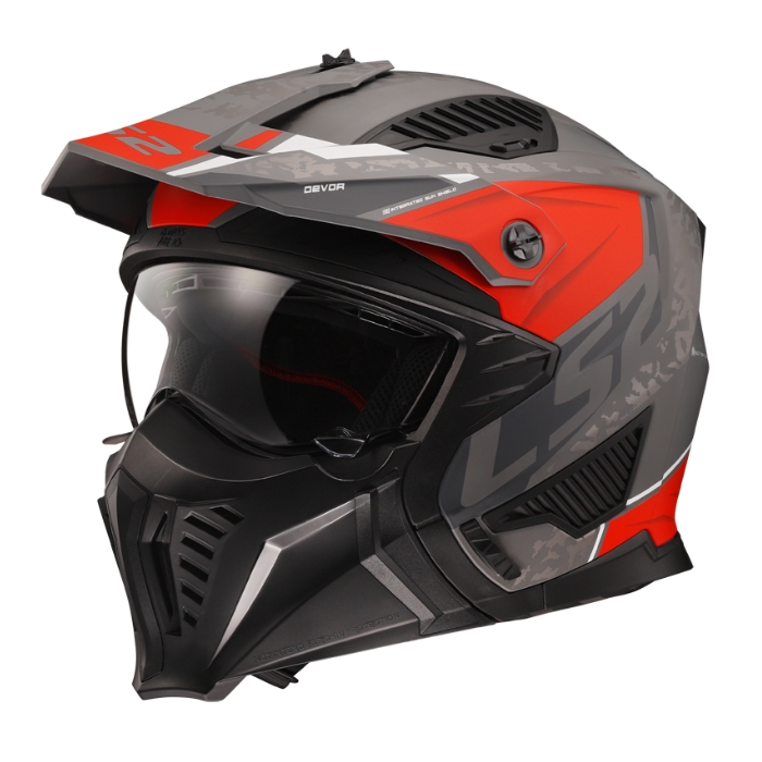 หมวกกันน็อคเปิดหน้า LS2 Helmets OF606 Drifter Devor Matt Titanium Red