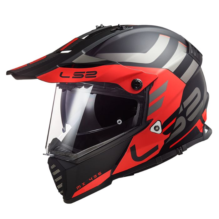 LS2 Helmets MX436 Pioneer EVO Adventure Matt Black Red