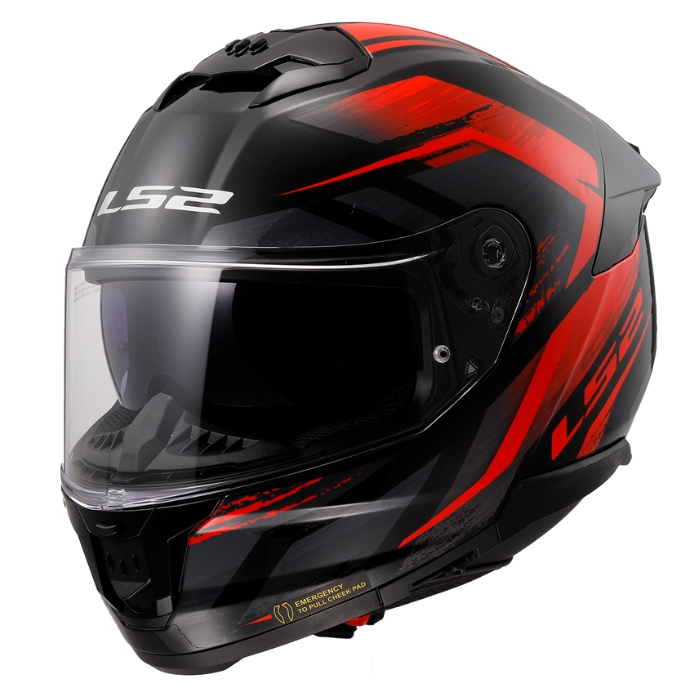 LS2 Helmets FF808 Fury Black Red หมวกกันน็อคเต็มใบ