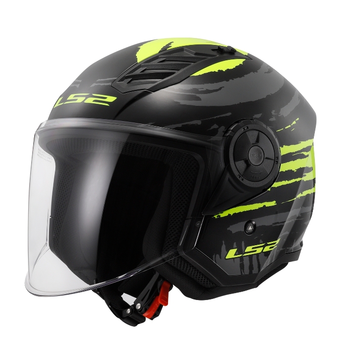 LS2 Helmets OF616 Airflow II Brush Black H-V Yellow หมวกกันน็อคเปิดหน้า