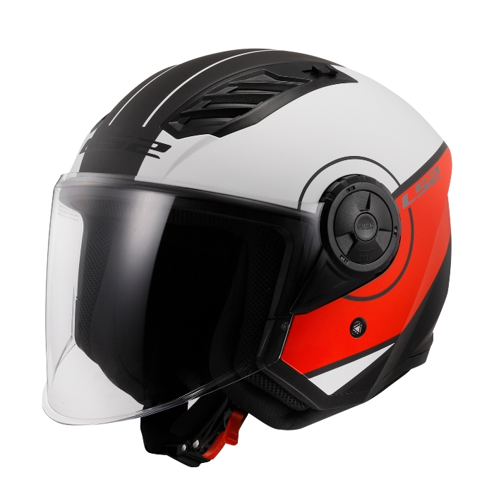 LS2 Helmets OF616 Cover Matt White Red หมวกกันน็อคเปิดหน้า