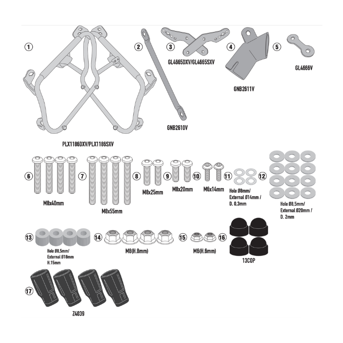 GIVI PLX1186 Side Rack for Honda Forza 750 แร็คข้างตรงรุ่น