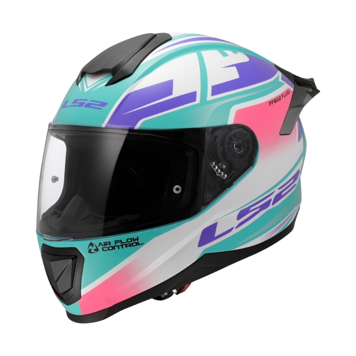 FF802 Flash II Impact White Pink Cyan Full Face Helmets หมวกกันน็อคเต็มใบ
