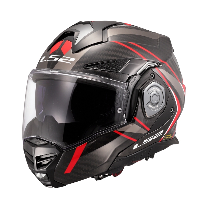 LS2 FF901 Carbon Future II Red Modular Helmet หมวกกันน็อคยกคาง