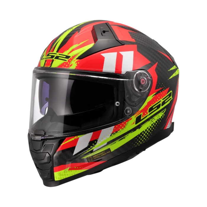 LS2 FF811 Gloss Carbon Tantic Red H-V Yellow Helmet หมวกกันน็อคเต็มใบ