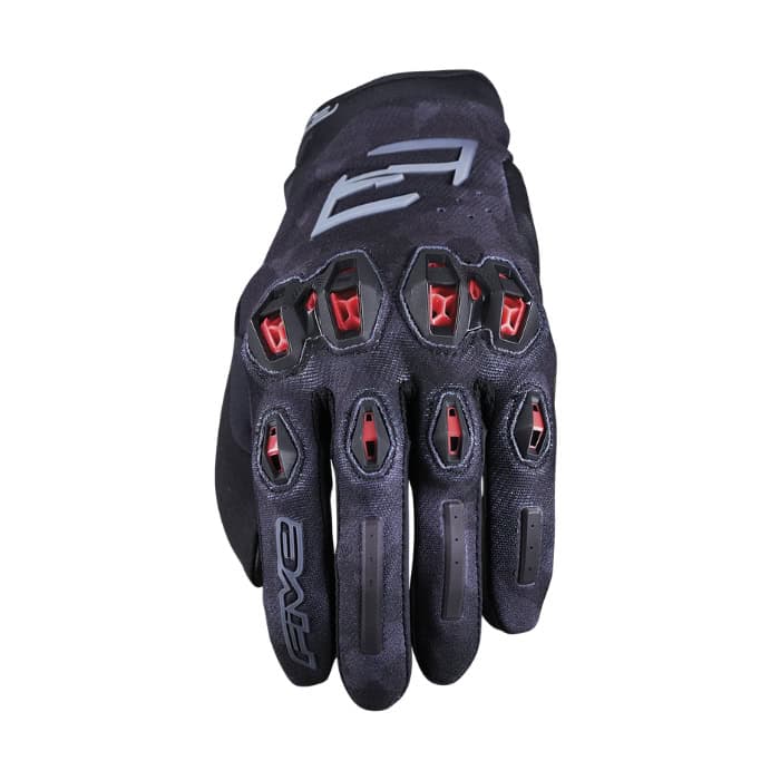five-stunt-evo2-camo-black-red-face FIVE Stunt EVO 2 Camo Black Red Gloves
