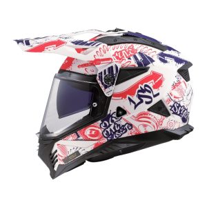 LS2 MX702 Fantasy White Red Blue Adventure Helmet
