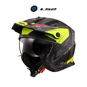 LS2 OF606 Devor Matt Black HV Yellow Open Face Helmet